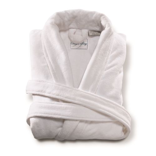 Bata Kimono De Felpa Velour de Algodón, 48" L, 12 oz, Blanco